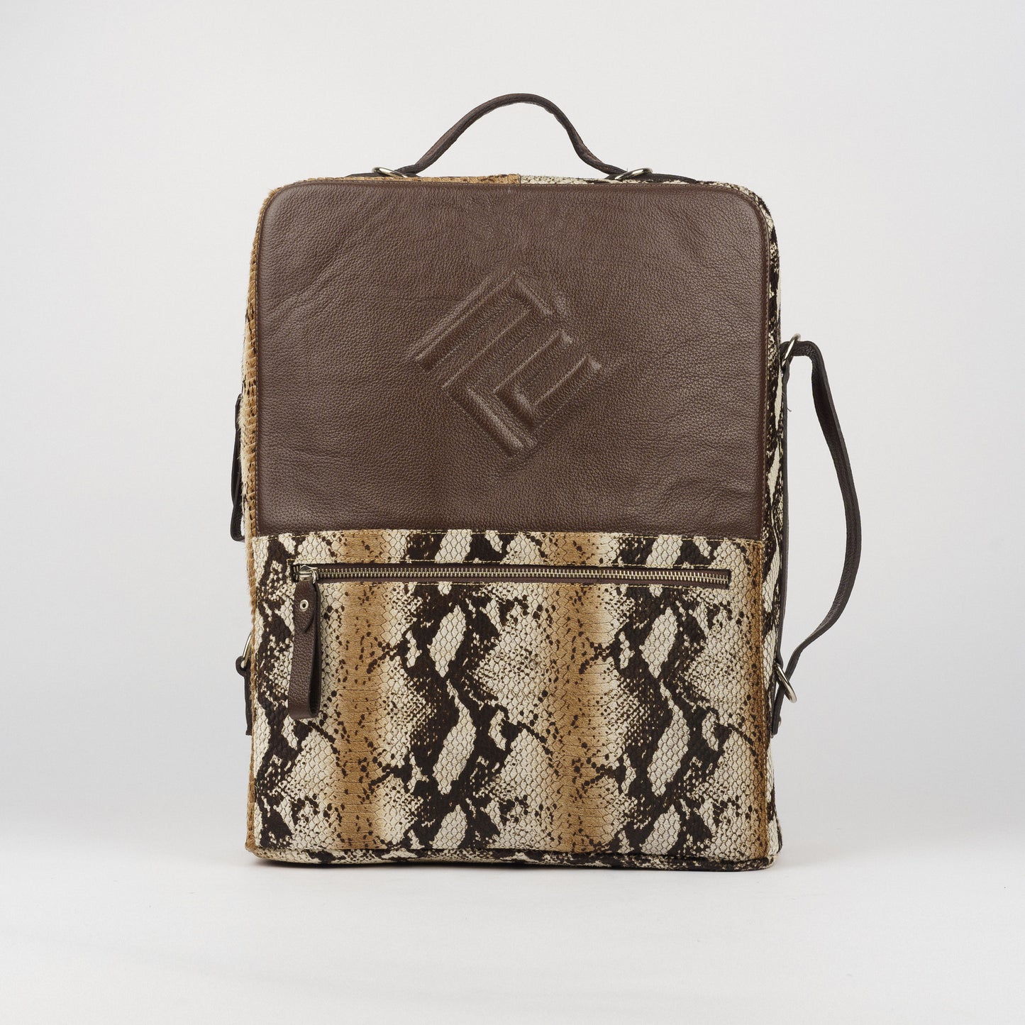 Mochila marron – animal print tipo piton